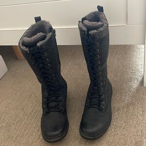waterproof UGG winter boots, black with grey fur interior